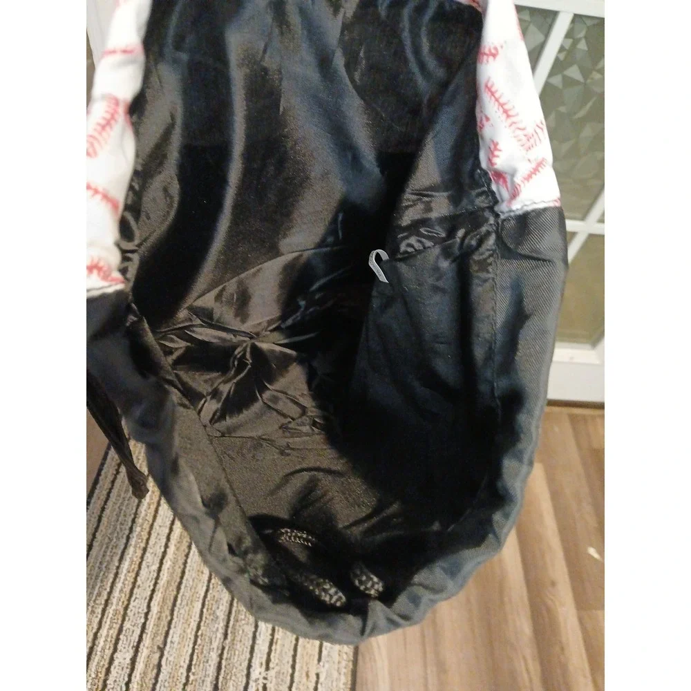 Baseball Themed Lined Drawstring Bag 12